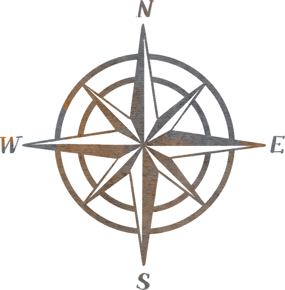 Compass symbol hand drawn watercolor